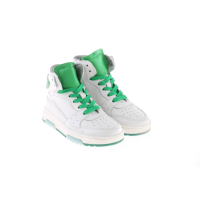 HIP Shoe Style H1010 Sneaker Wit Leder Met Groen